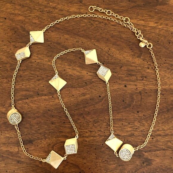 J.Crew | Pave Geometric Station Necklace | 32” Adjustable - Picture 1 of 4